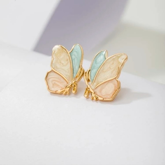 3/$30 butterfly enamel pastel earring studs - Picture 2 of 3